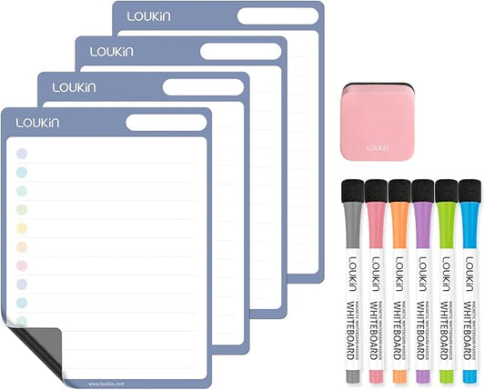 loukin Dry Erase Checklists 4 Pack, Electrostatic Clings to Any Shiny Surface by LOUKIN