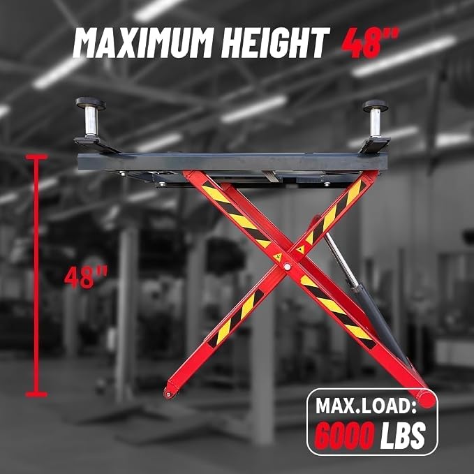 X66 6000 LbsPortable Car Lift Scissor Lift, 48 Inch Lifting Height Adjustable - Image 2