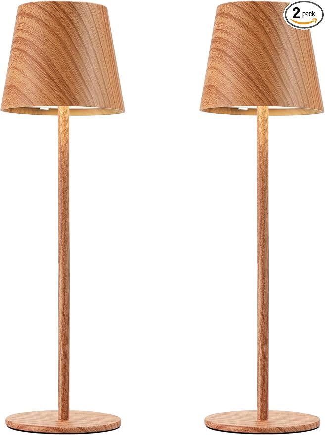 Kakanuo Wood Grain Cordless Table Lamp Rechargeable by KakanuoLightings