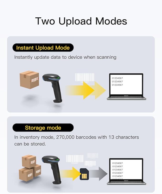 Inateck 2D Barcode Scanner, Wireless Bluetooth QR Barcode Scanner, Handheld - Image 9