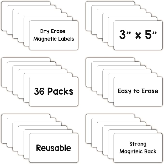 IMAGAME Dry Erase Magnets, Blank Magnetic Dry Erase Labels, Erasable Magnets - Image 2