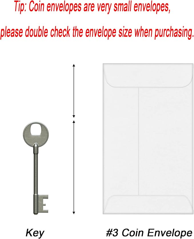 Xxcxpark 500 PCS #3 Coin Envelopes, 2-1/2'' x 4-1/4'' inches White Kraft - Image 2