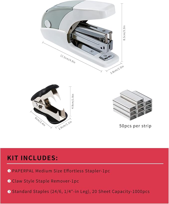PAPERPAL Effortless Stapler Set, 20 Sheet Capacity, 000 1/4-inch staples and a - Image 2