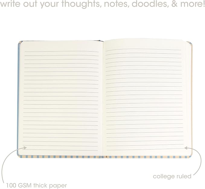 Pearhead Hardcover Journal Notebook 6x8 – Cream & Blue Stripe College-Ruled - Image 4