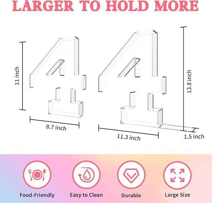 13.8" Acrylic Number Charcuterie Tray, Fillable Number Charcuterie Box - Image 2