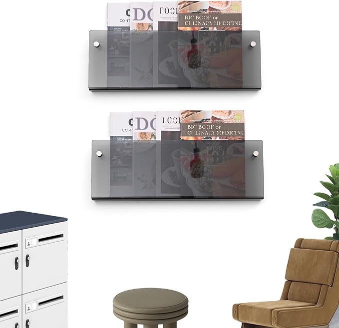 2 Pcs Acrylic Magazine Rack, Hanging Bookshelf Literature Storage Rack - Image 6