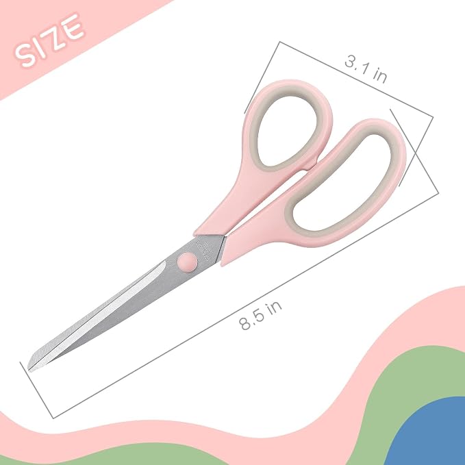 LONGKEY 8.5" Pastel Scissors 3-Pack, Ultra Sharp Stainless Steel, Soft Grip - Image 2