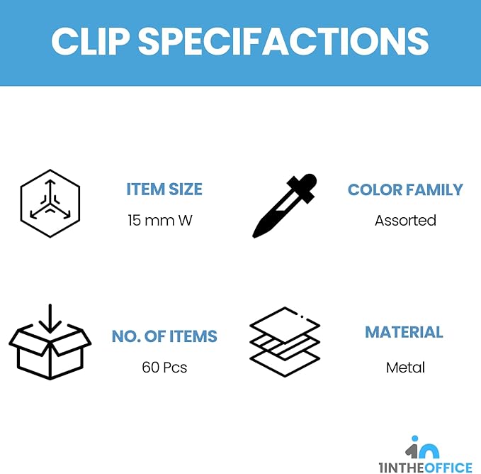 1InTheOffice Mini Binder Clips, Paper Clamp, Metal Binder Clips, Document - Image 6