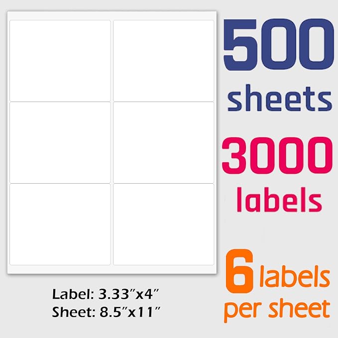 3-1/3" x 4" Shipping Address Labels 3000 Label Stickers Paper - Image 7