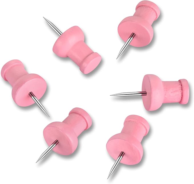 40Pcs Wood Push Pins, Decorative Thumb Tacks, Wooden Pins and Tacks, Cork Board - Image 3