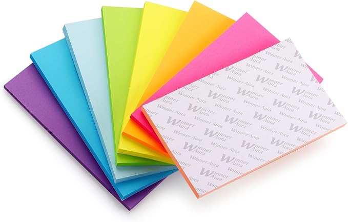 Winner Aura Sticky Notes 3x5 inch Bright Colors Self-Stick Pads 8 Packs 400 - Image 8