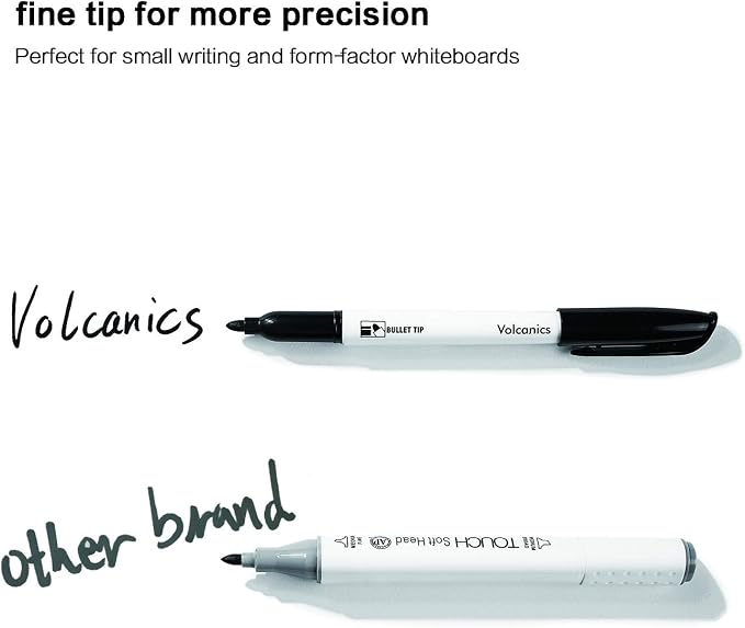 Volcanics Black Dry Erase Markers Low Odor Fine Whiteboard Markers Thin Box of - Image 3