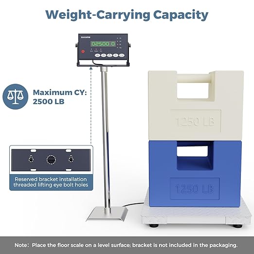 24"x24" Industrial Floor Scale, Precision Pallet Scale with Digital Indicator, Heavy Duty Weighing Scale for Floor Bench Office Weight Weighing, 2500 lb x 1 lb, Grey-DeskLoop Office
