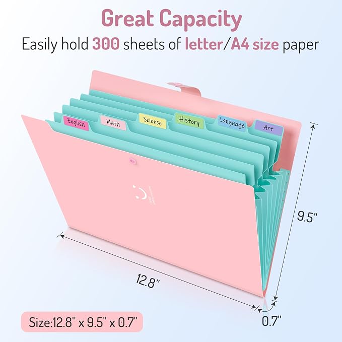 Forvencer Accordion File Organizer, Letter Size, 7 Pocket Expanding File Folder - Image 4