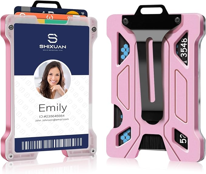 ID Badge Holder with Retractable Clip, Credit Card Holder, Keychain Wallet by SHIXUAN