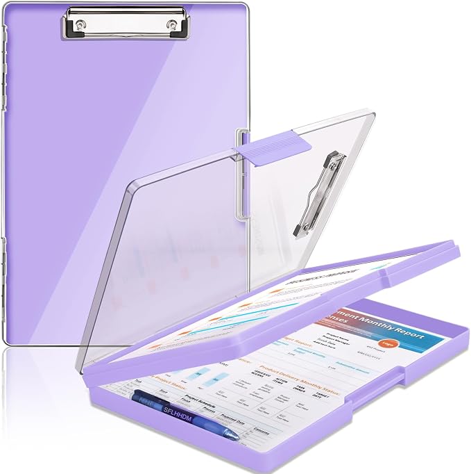 SFLHHDM Clipboard with Storage, Heavy Duty Clip Boards 8.5x11 with 2 Storage by SFLHHDM