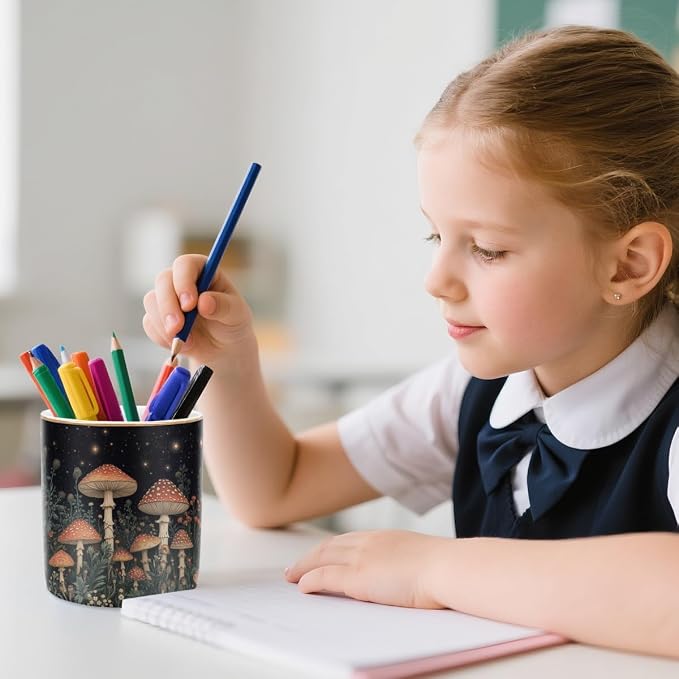 Cute Pen Pencil Holder for Desk, Durable Ceramic Organizer Decor for Room - Image 4