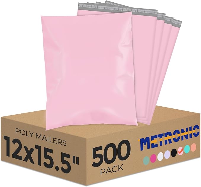 Metronic Poly Mailers 12X15.5 500Pack, Strong Adhesive Shipping Envelopes by METRONIC