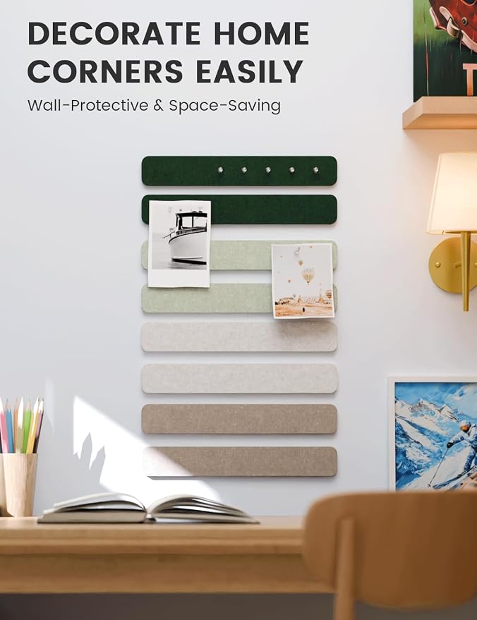 Fluxynara Cork Board Alternative Felt Strip Board 8-Pack 13"x2", Office Pin - Image 4