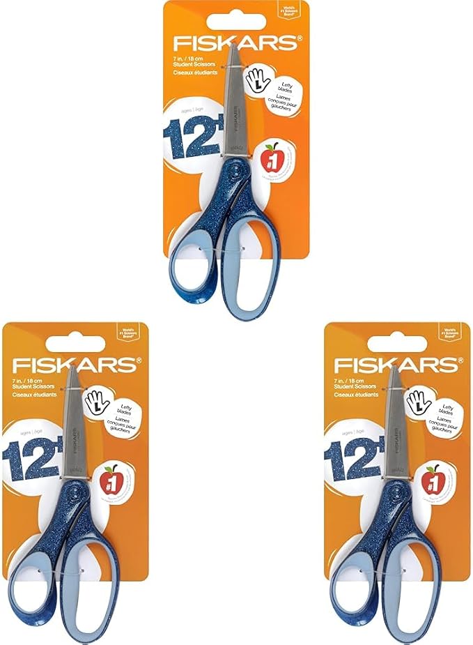 Fiskars 7" SoftGrip Left-Handed Student Glitter Scissors by Unknown