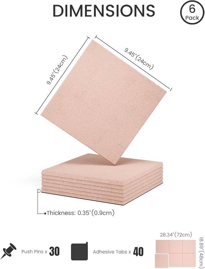 Felt Bulletin Board Tiles -28"x18" Cork Board Alternative - Image 2