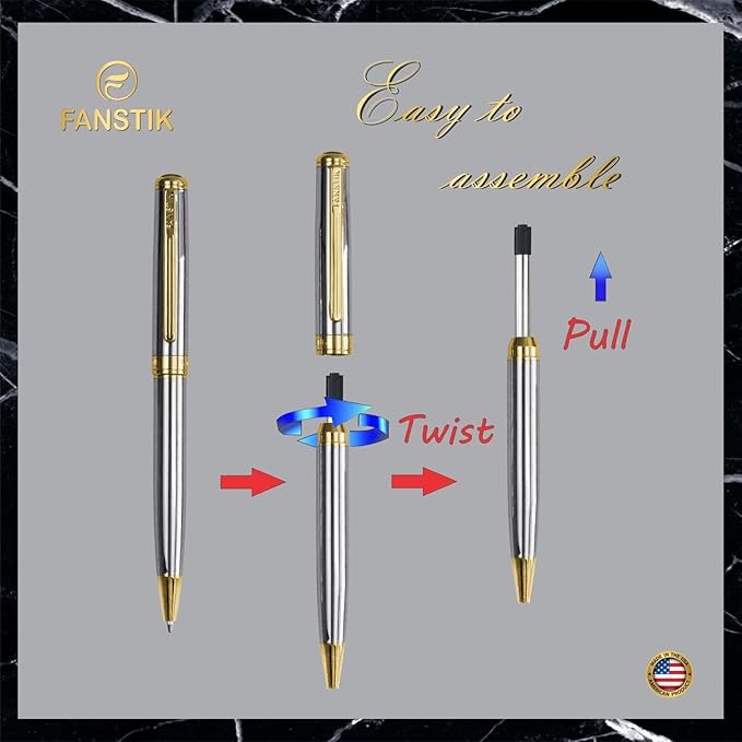 Silver&Gold Luxury ballpoint Pen (Made In USA) fancy gift set for women, Real 24K Gold Plating, Professional executive pen gift set for men (Lux BallPoint Silver-Gold)-DeskLoop Office