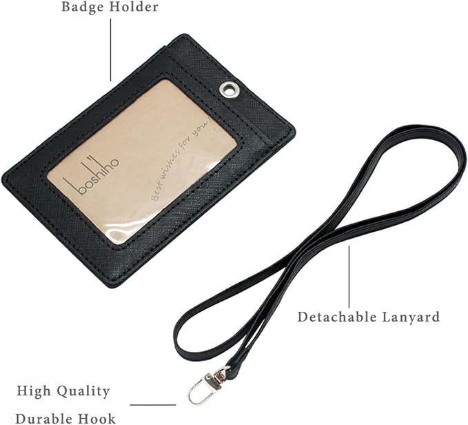 Boshiho Vertical Style Leather ID Card Badge Holder - Image 3