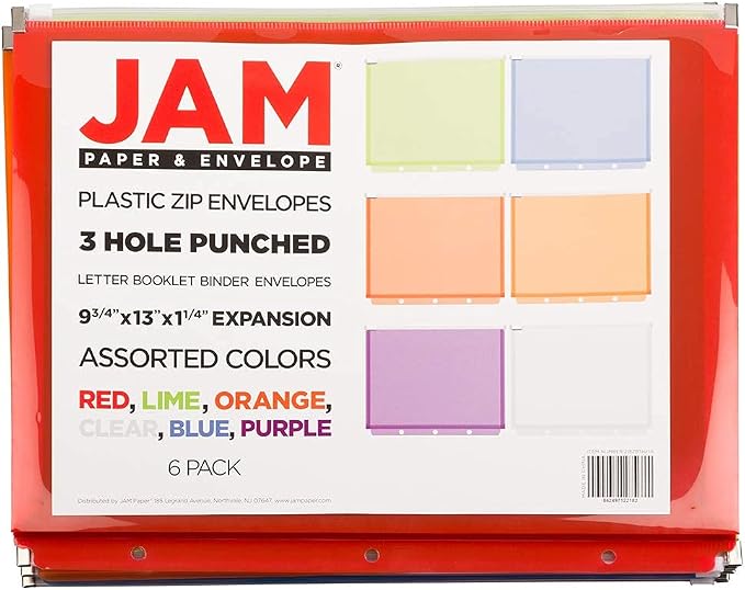 JAM PAPER Plastic 3 Hole Punch Binder Envelopes - Image 3