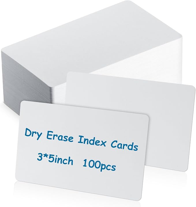 Harloon 100 Pcs Dry Erase Index Cards 3 x 5 Inch Laminated Reusable Dry Erase by Muasung
