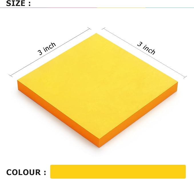 Sticky Notes 3x3 Self-Stick Notes Bright Colors Sticky Notes 8 Pads 80 Sheet/Pad - Image 3