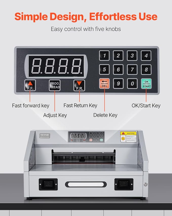 VEVOR Electric Paper Cutter, 300W Heavy Duty Paper Cutter Machine 11.8 in / 330 - Image 3