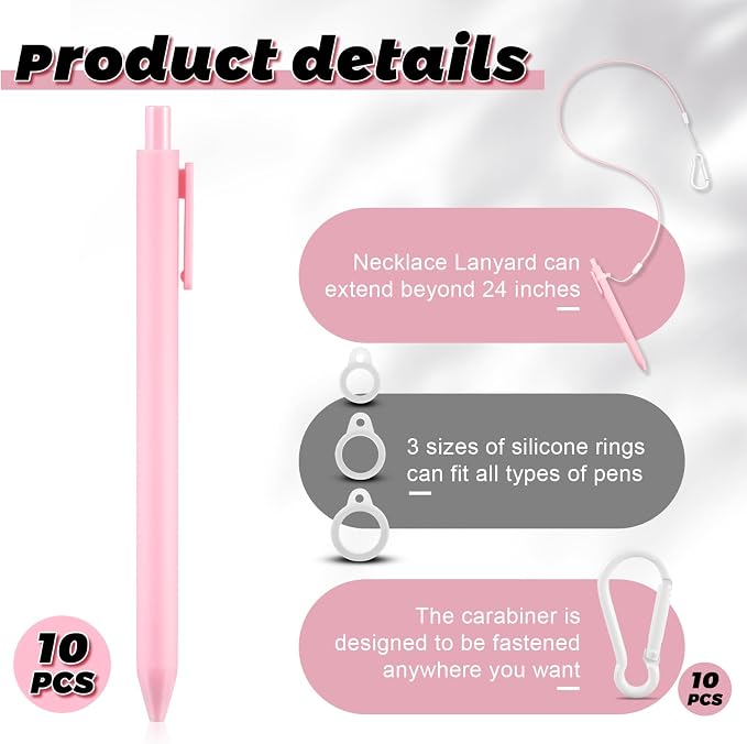 Lewtemi 10 Sets 24 Inch Pen Leash Pen Silicone Lanyard Holder - Image 4