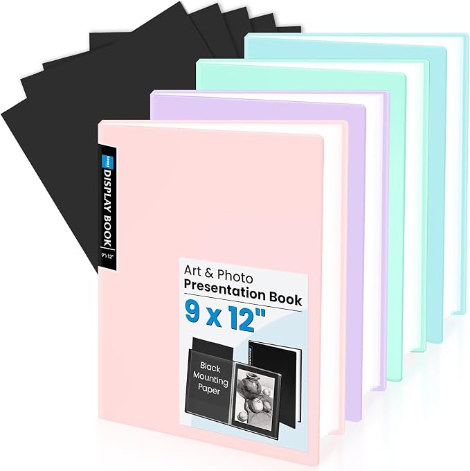 4 Pack Sooez Binder with Plastic Sleeves 30-Pocket, Displays 60 Pages, 9x12 by Sooez
