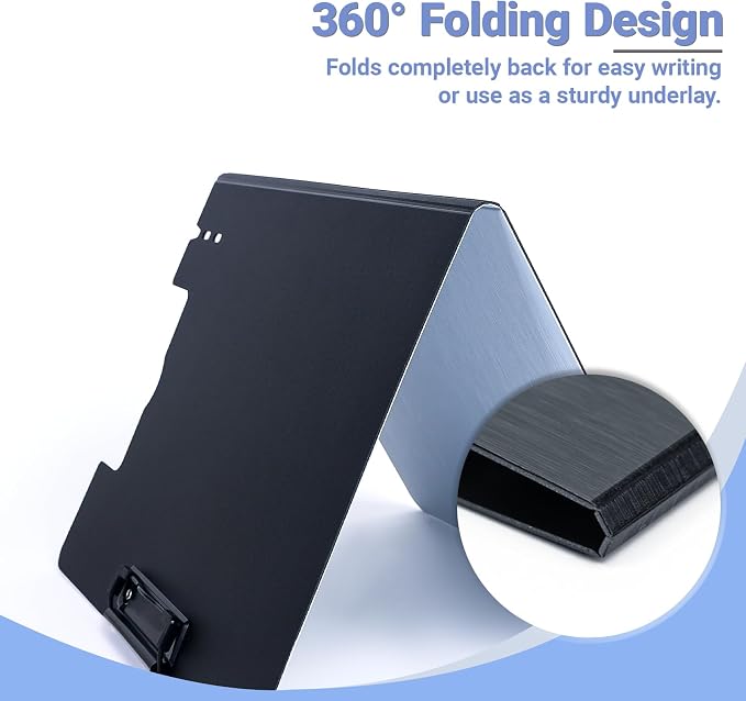Clipboard Folder, with Dual Metal Clips, Embossed-Texture, Folding 360° Rotating - Image 5