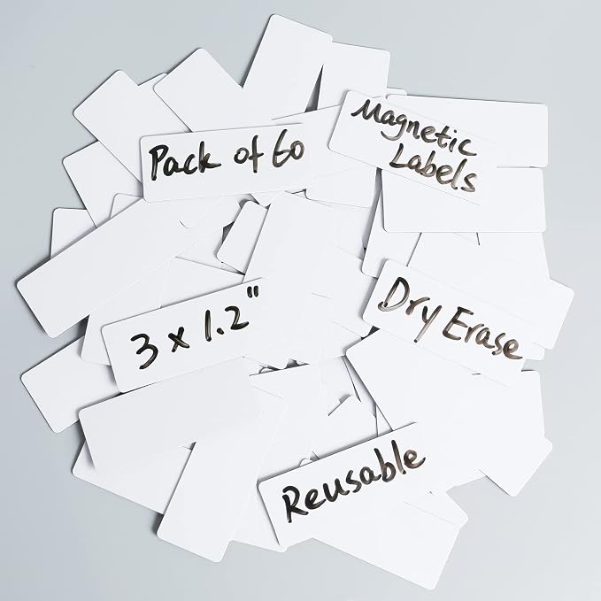 60 Dry Erase Magnetic Labels: 3"x1.2" Blank White Name Plates, Name Tags - Image 2