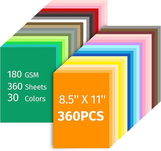 INFOOD 360 Sheets 8.5" X 11" Colored Cardstock Bulk, 30 Assorted Colors by INFOODOutdoorHomeKitchen
