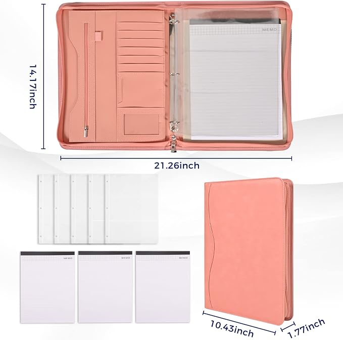 3-Ring Padfolio Portfolio Binder Organizer, PU Leather Folder Binder Business - Image 4