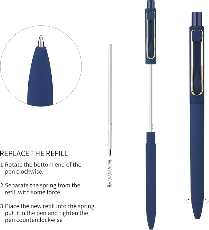 WY WENYUAN Black Pens, Fine Point Smooth Writing Personalized Ballpoint Pens - Image 2