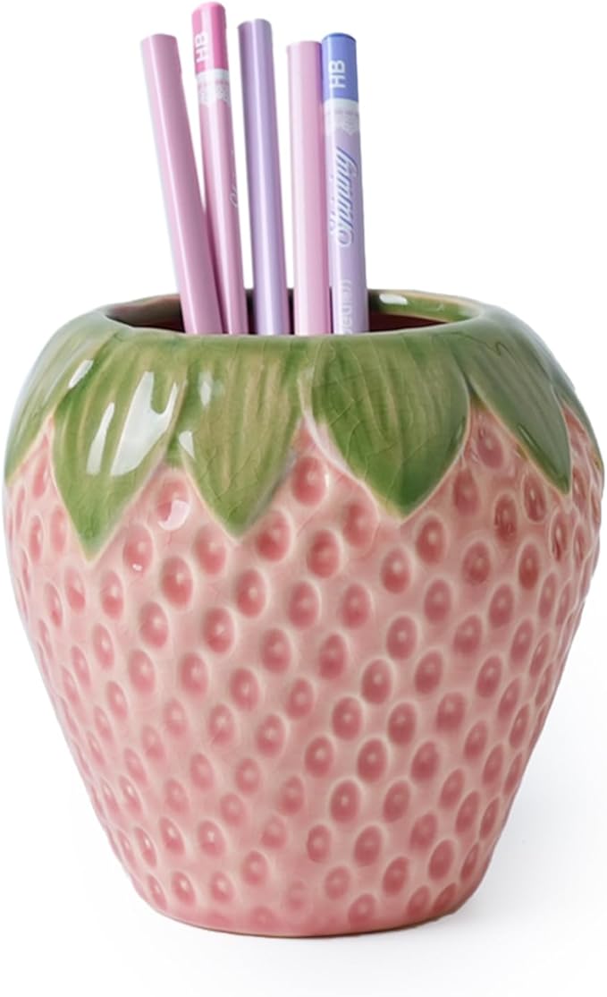 Strawberry Pencil Holder, Cute Pen Holder by Sixbaola