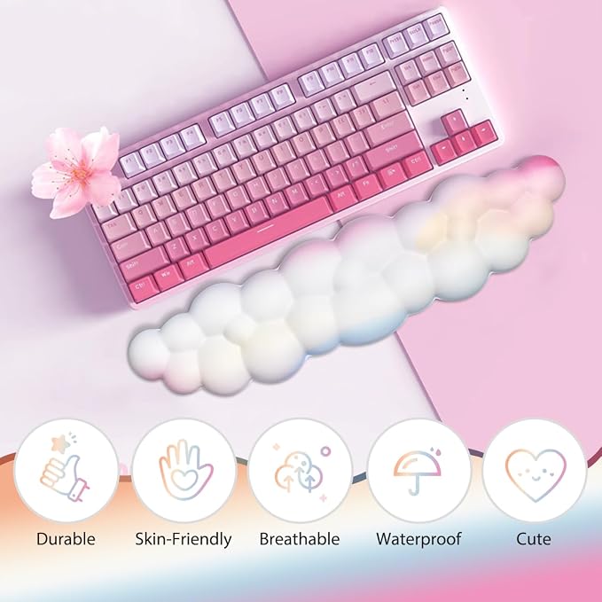 JIKIOU Upgrade Leather Cloud Keyboard Wrist Rest, Cloud Wrist Rest - Image 3