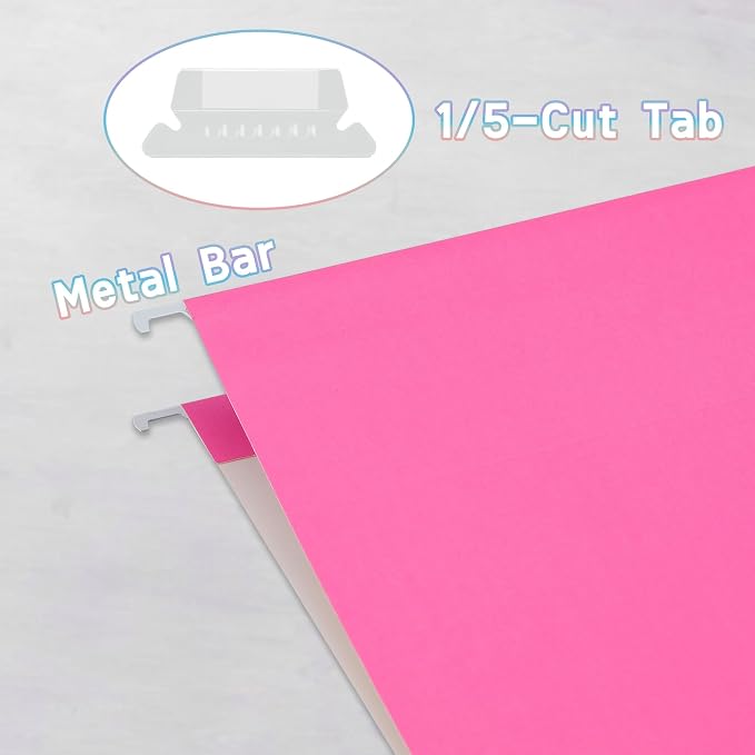 25 Packs Hanging File Folders Pink, Letter Size 8.5x11, Hanging File Folders - Image 3