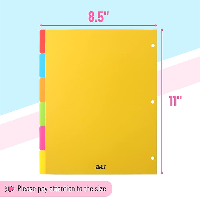 Mr. Pen- Dividers for 3 Ring Binder, 2 Sets, 6 Pack/Set, Binder Dividers - Image 3