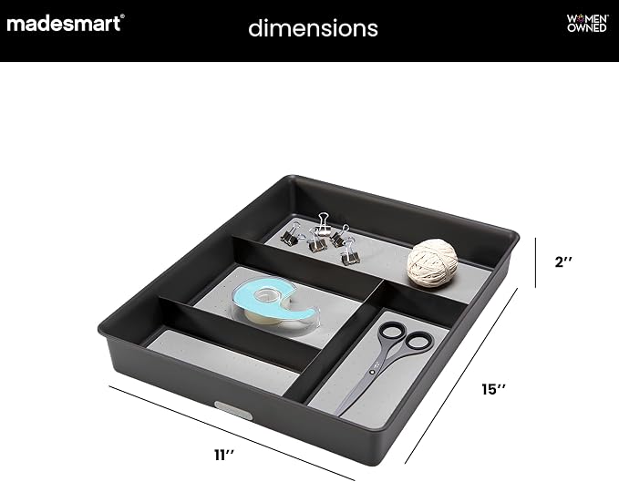 madesmart 4 Compartment Drawer Organizer, Office Tools, & Small Household Items - Image 4