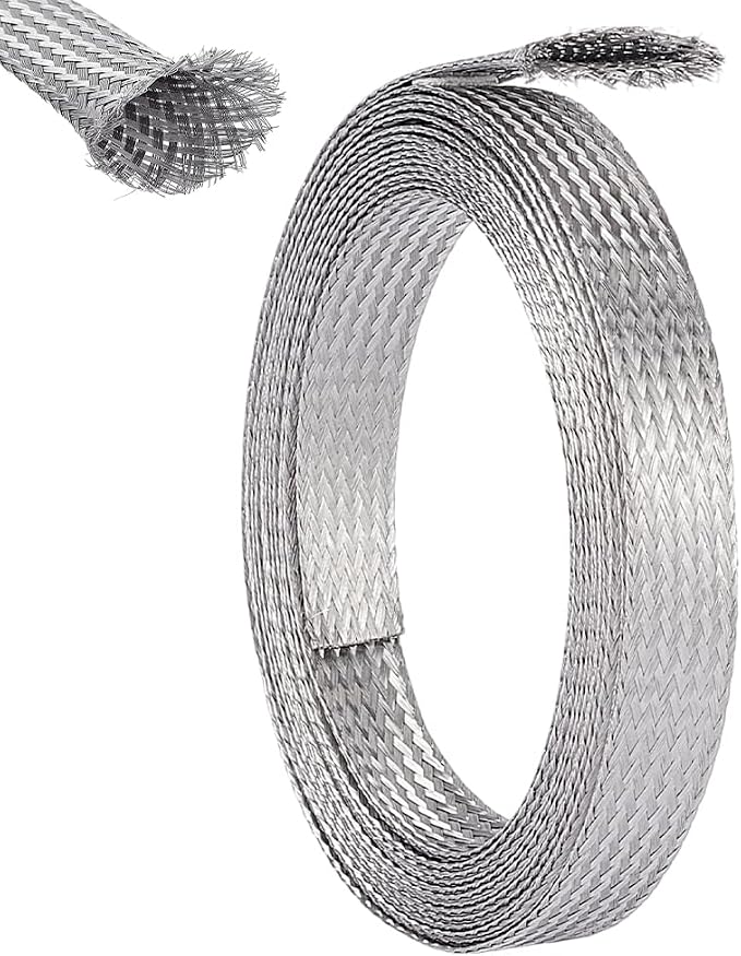UNICRAFTALE 0.59" Wide Stainless Steel Braided Sleeving Braid 13.12 Feet Cable by UNICRAFTALE