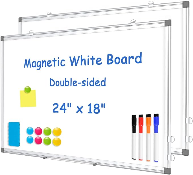 WALGLASS 2 Pack White Board, Hanging Mounted Whiteboard, Horizontal or Vertical by WALGLASS