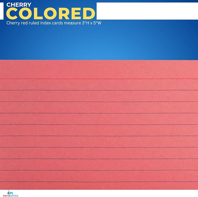 1InTheOffice Ruled Red Index Cards 3x5, Cherry Red - Image 4
