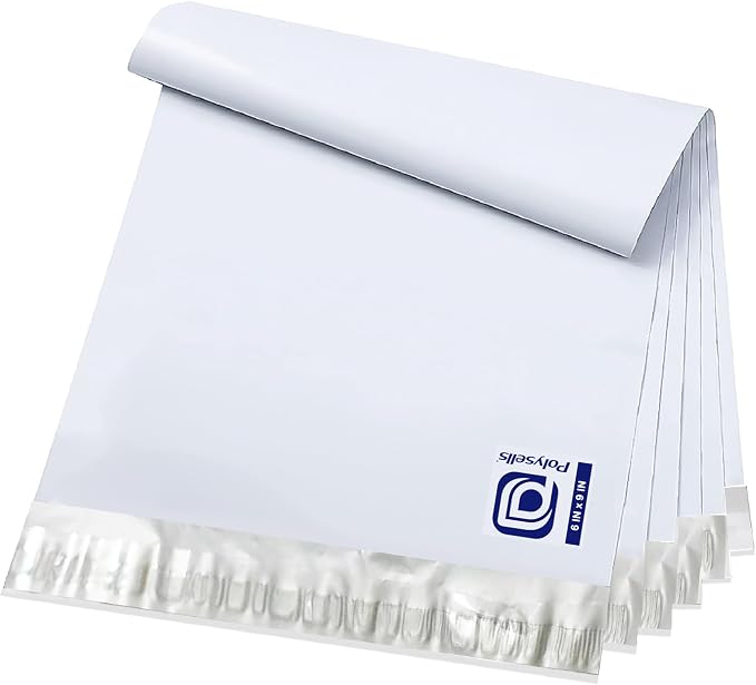 POLYSELLS 100 pcs 6x9 Inches White x Silver Poly Mailers Shipping Envelopes by POLYSELLS