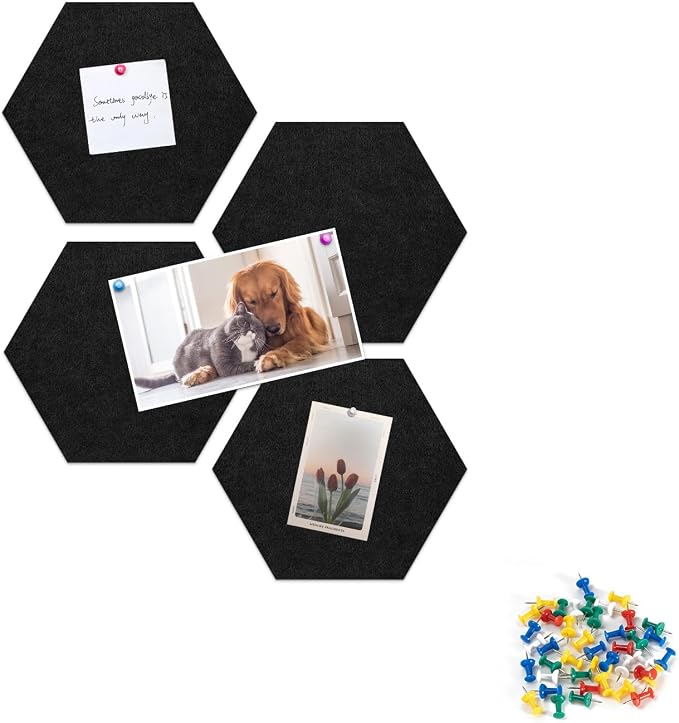 4 Pack Hexagon Felt Bulletin Board Tiles - Image 4