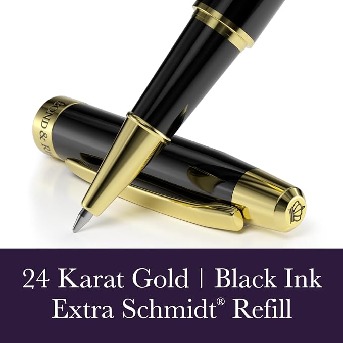 Bond & Regent Gloss Black & 24 Karat Gold | Certified Luxury Grade Rollerball - Image 3