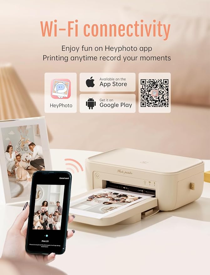 HPRT Photo Printer 4x6,+20 Sheets&1ribbon,Wi-Fi Wireless Instant Picture Printer for iPhone, Android, Smartphone, Thermal Dye-Sublimation, AR Video Printing,Portable Photo Printers for Home Use-DeskLoop Office